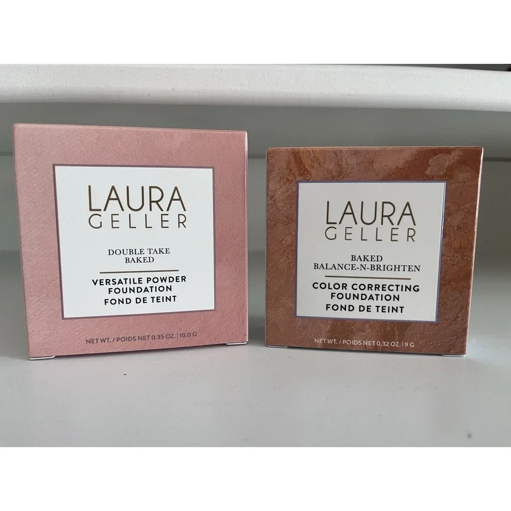 Laura Geller Lot Of 2 Double Take Baked Powder Foundation Balance Brighten Fair